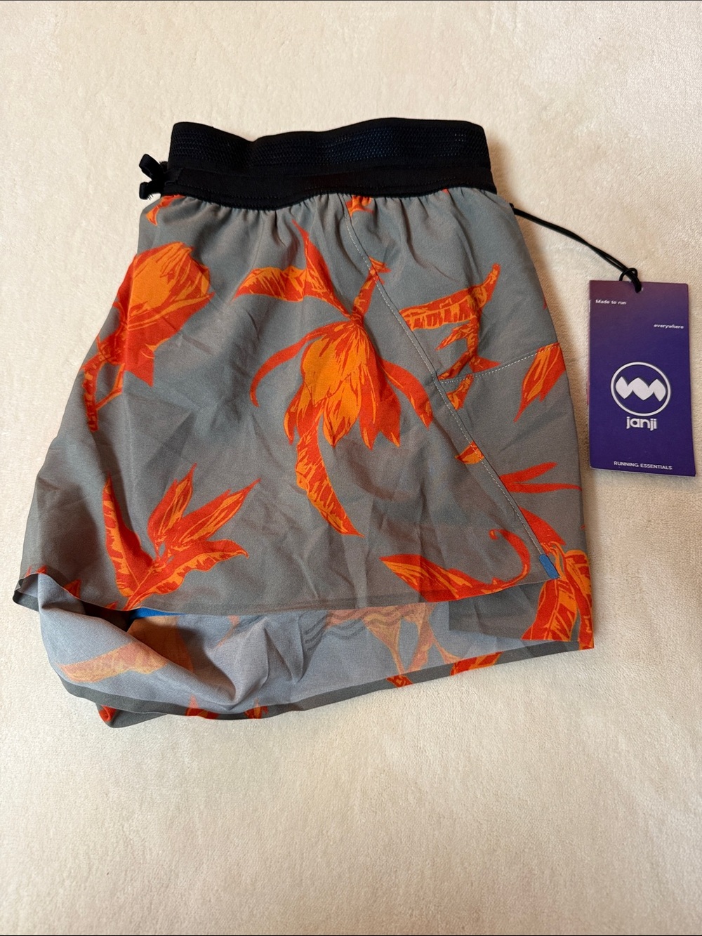 Janji Women's Gray Running Skort with Bright Orange Floral